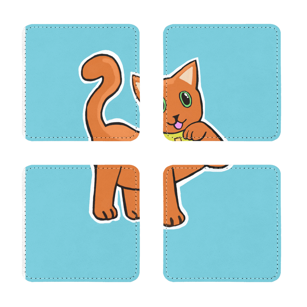 Orange Cat Sublimation Coasters Pack of Four